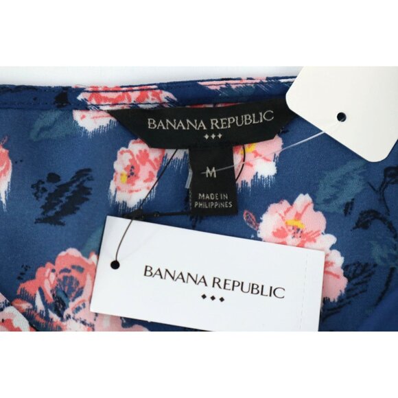 Banana Republic‎ Blouse Floral Navy Sleeveless with Adjustable Straps - Size M - Picture 8 of 10